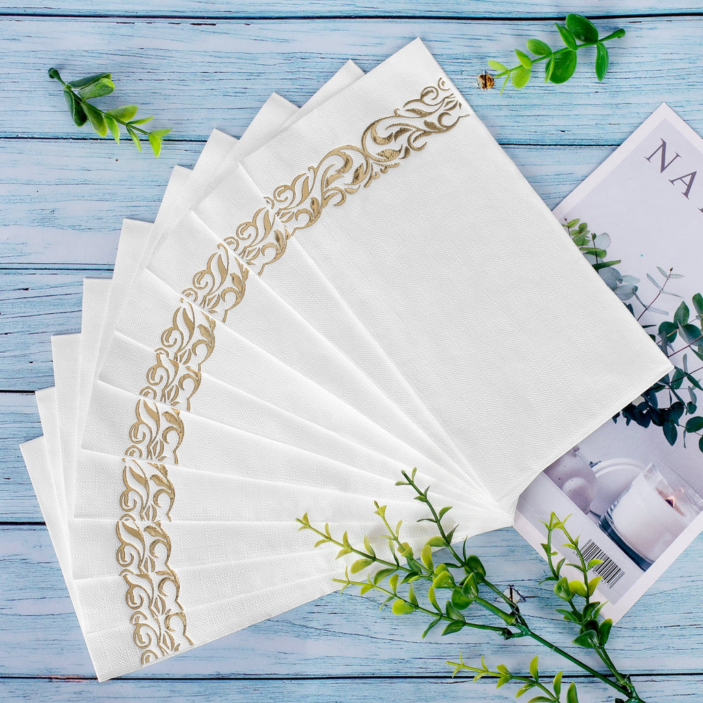 Treamon Linen Feel Paper Napkins - Guest Hand Towels Disposable Guest Towels, 200 Pcs