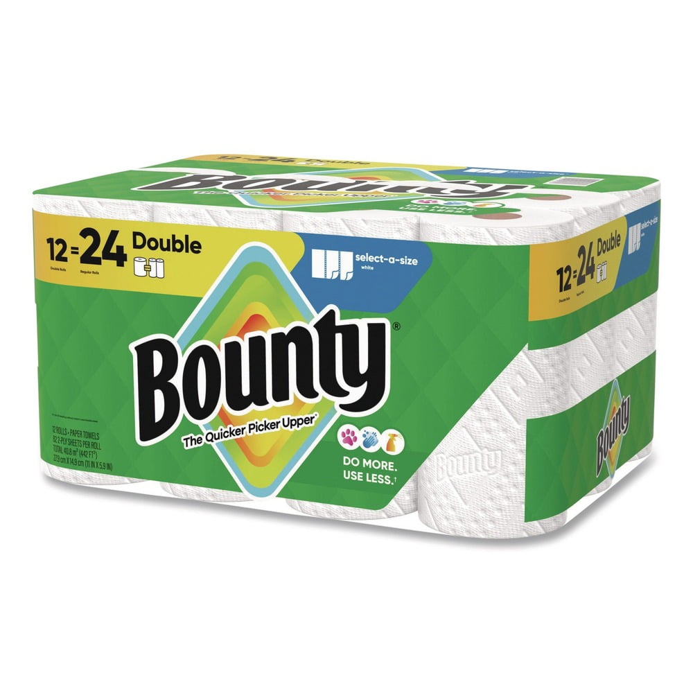 Bounty 08664 2-Ply 5.9 in. x 11 in. Select-a-Size Kitchen Roll Paper Towels - White (12/Carton)