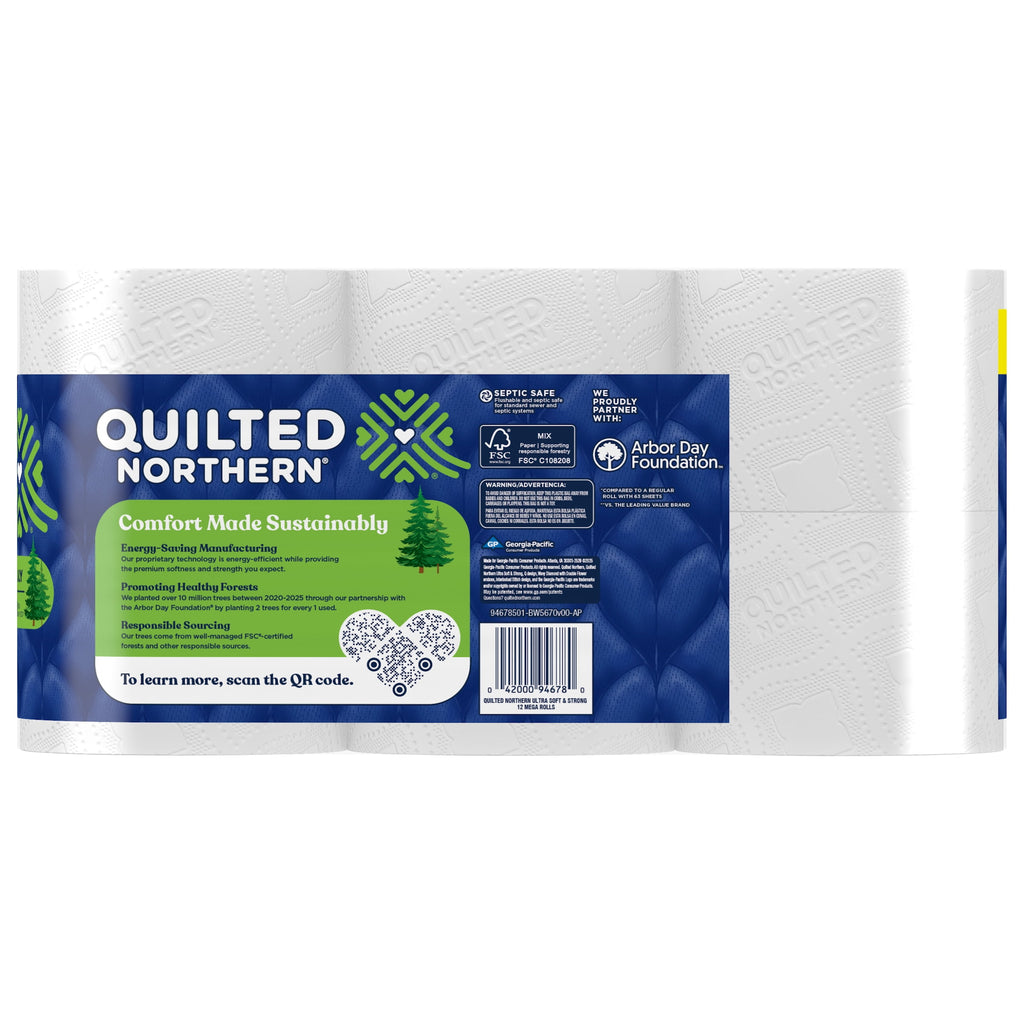 Quilted Northern Ultra Soft & Strong 2-Ply Toilet Paper - 12 Mega Rolls, 255 Sheets Per Roll
