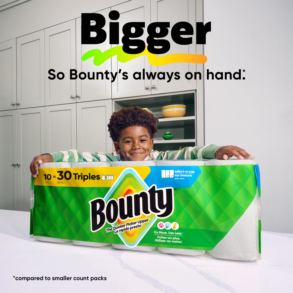 Bounty Paper Towels Select-A-Size White - 10 Triple Rolls, 123 Sheets Per Roll