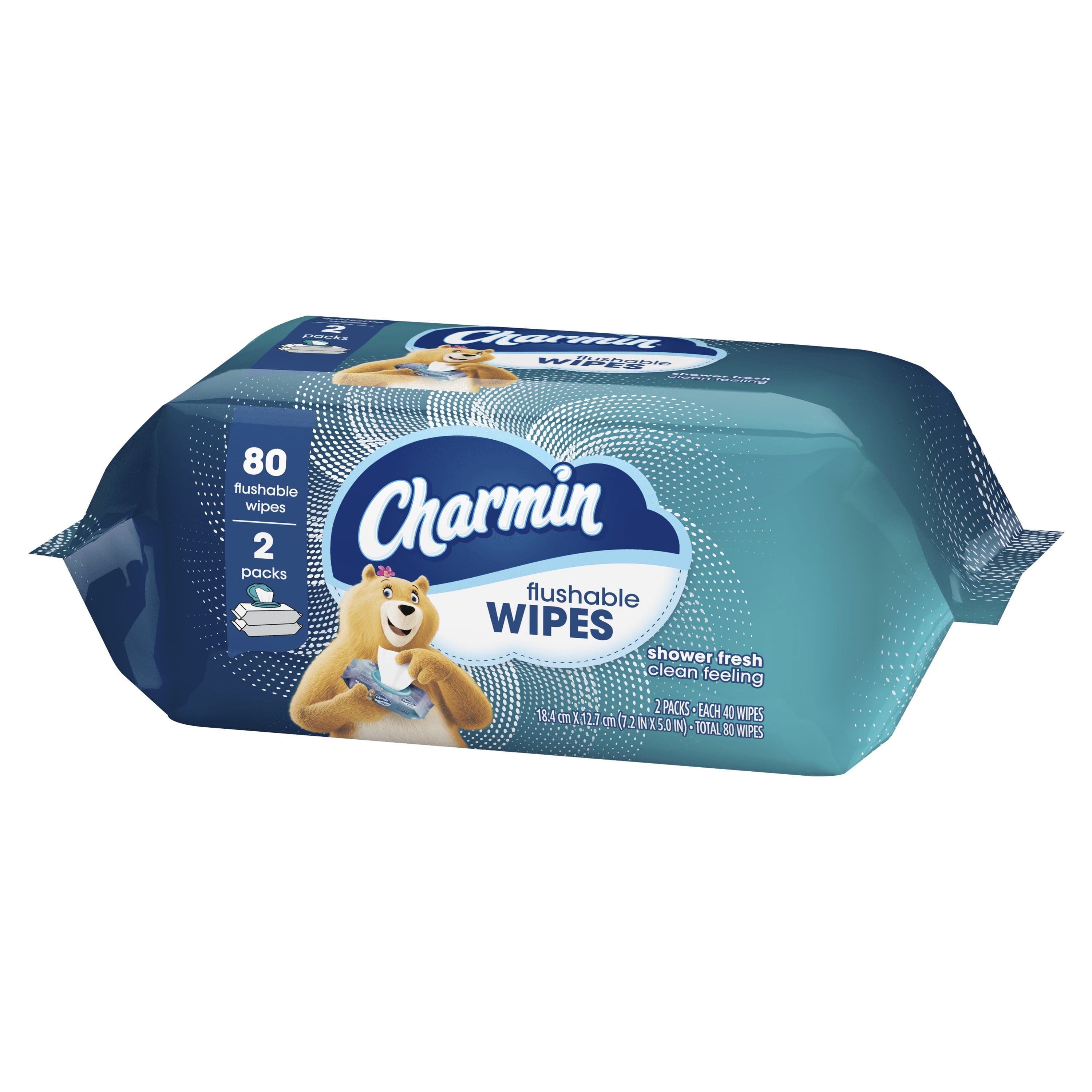 Charmin Flushable Wipes - 2 Flip-Top Packs, 40 Wipes per Pack, 80 Total Wipes - 6-Pack