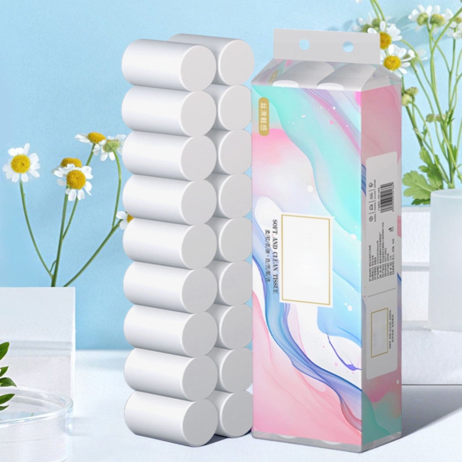 Dyegold 18 Rolls Toilet Paper 4-Layer Bulk Household Tissue Soft Strong Absorbent Wood Pulp Affordable Wholesale for Bathroom Kitchen
