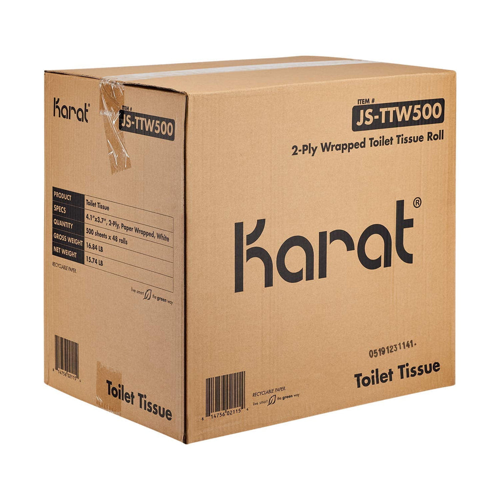Karat 2-Ply Commercial Toilet Paper Rolls - 48 Rolls - JS-TTW500