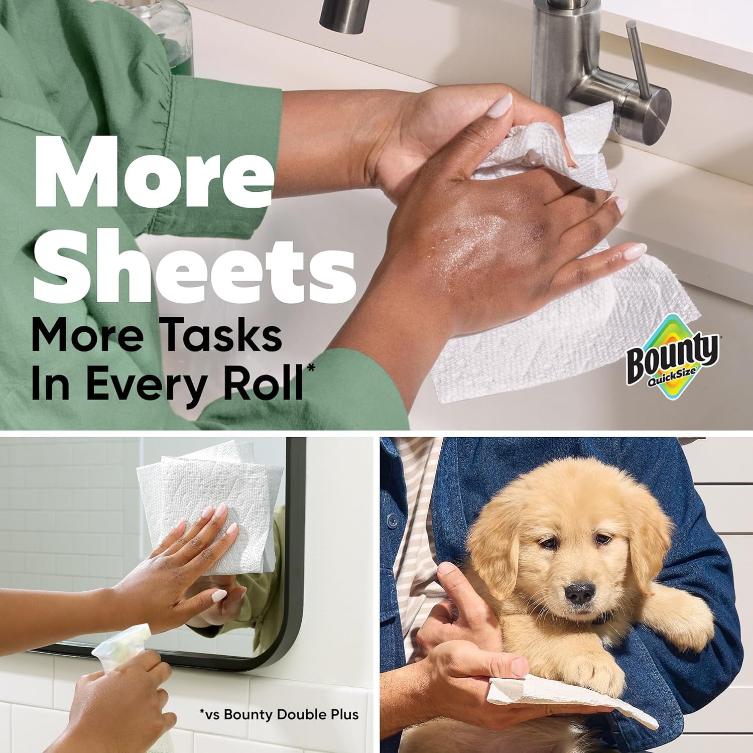 Bounty Quick Size Paper Towels - White, 8 Family Rolls = 20 Regular Rolls (Packaging May Vary)