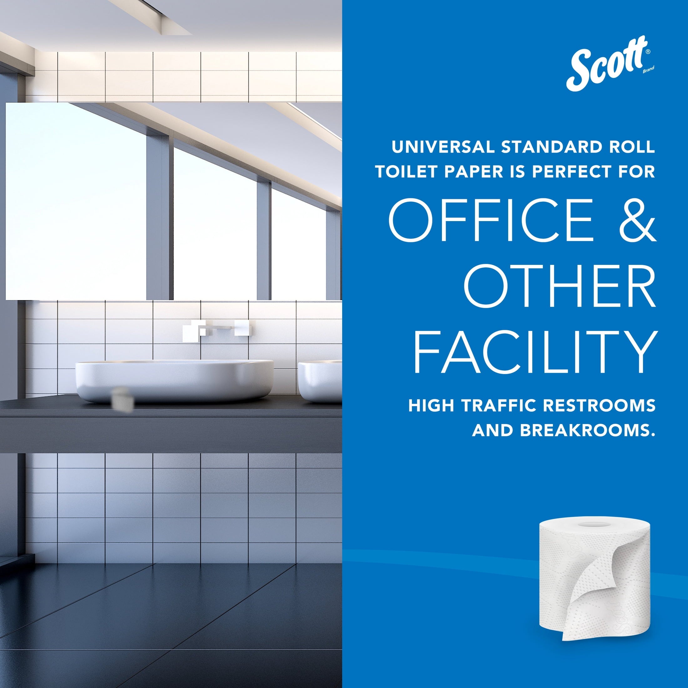 Scott Professional Standard Roll Toilet Paper - Bulk (48040), 2-Ply, Elevated Design, White, Individually Wrapped (40 Rolls of 550 Sheets, 22, 000 Sheet Total)
