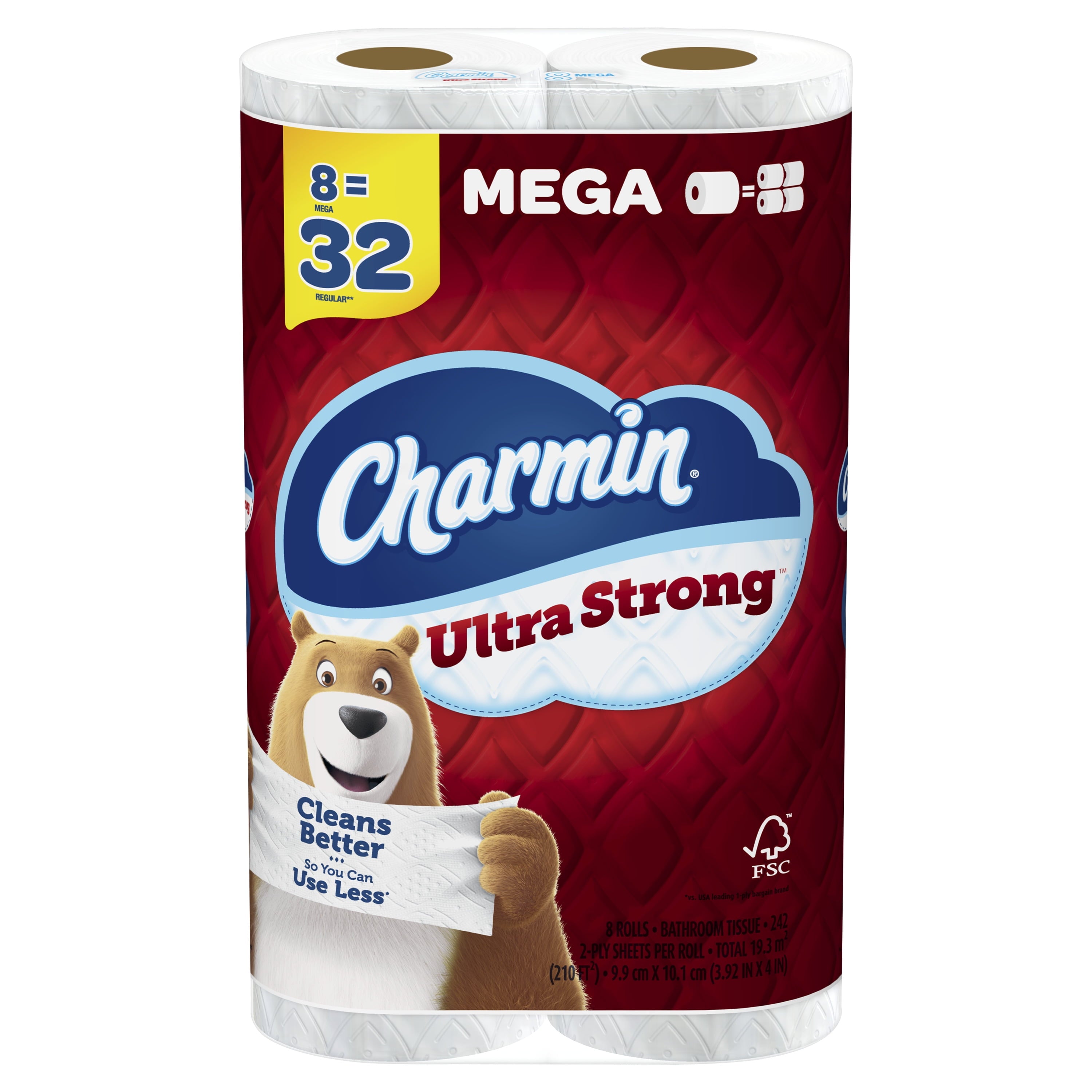 Charmin Ultra Strong Toilet Paper - 8 Mega Rolls, 242 Sheets per Roll
