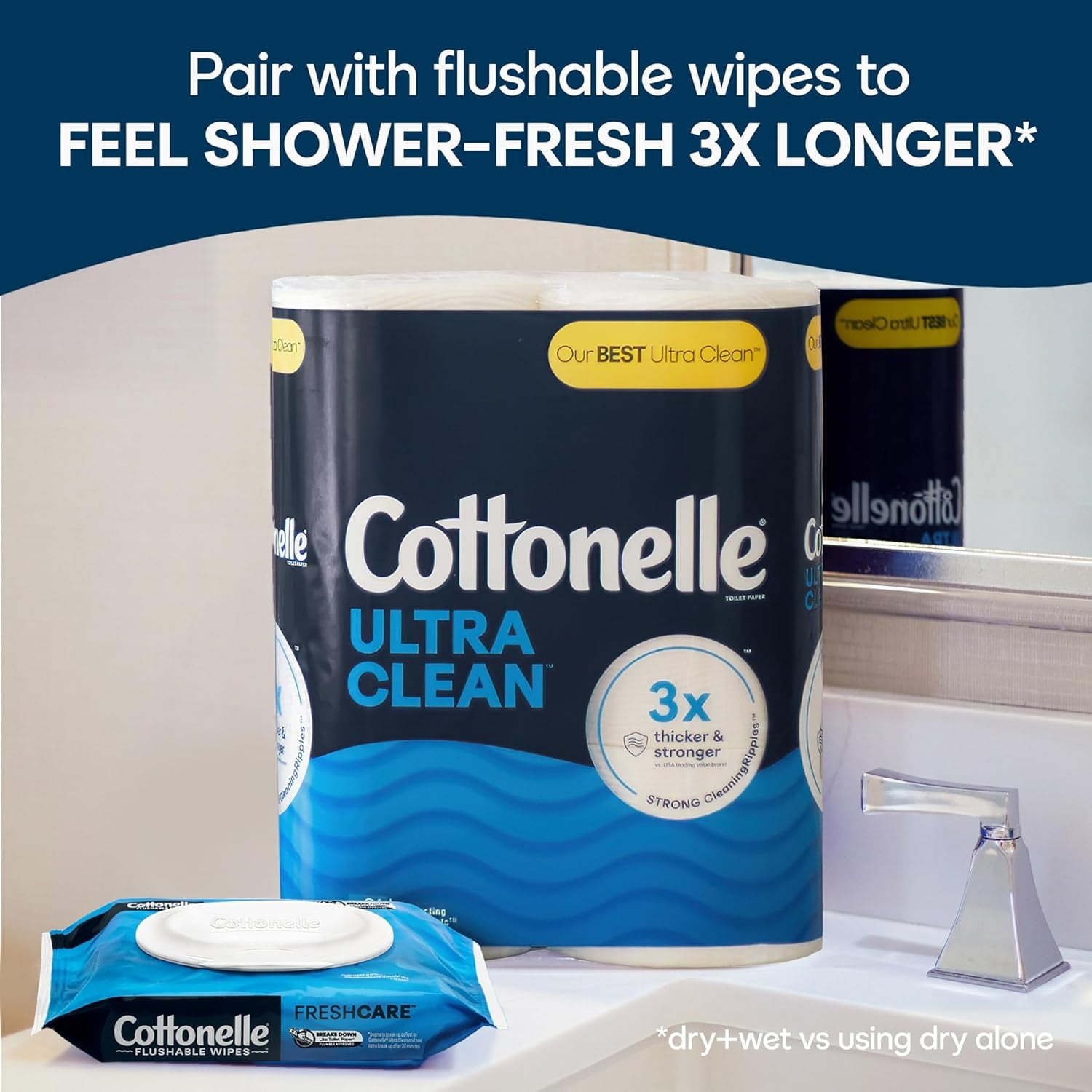 Cottonelle Ultra Clean Toilet Paper - 12 Mega Rolls = 48 Regular Rolls, Packaging May Vary
