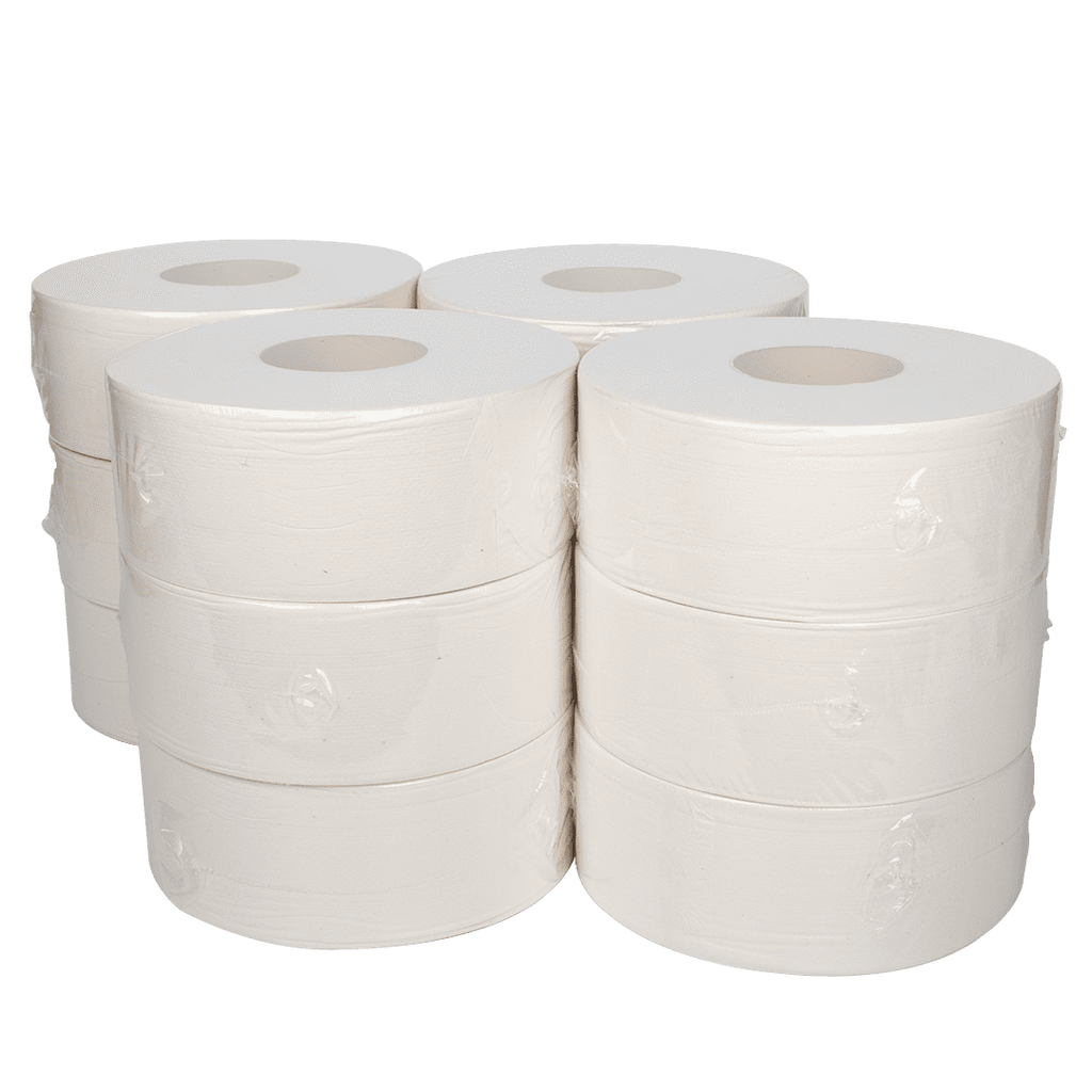 Karat 9 Inch 2 Ply Jumbo Roll Bathroom Toilet Paper - White (12 Pack)