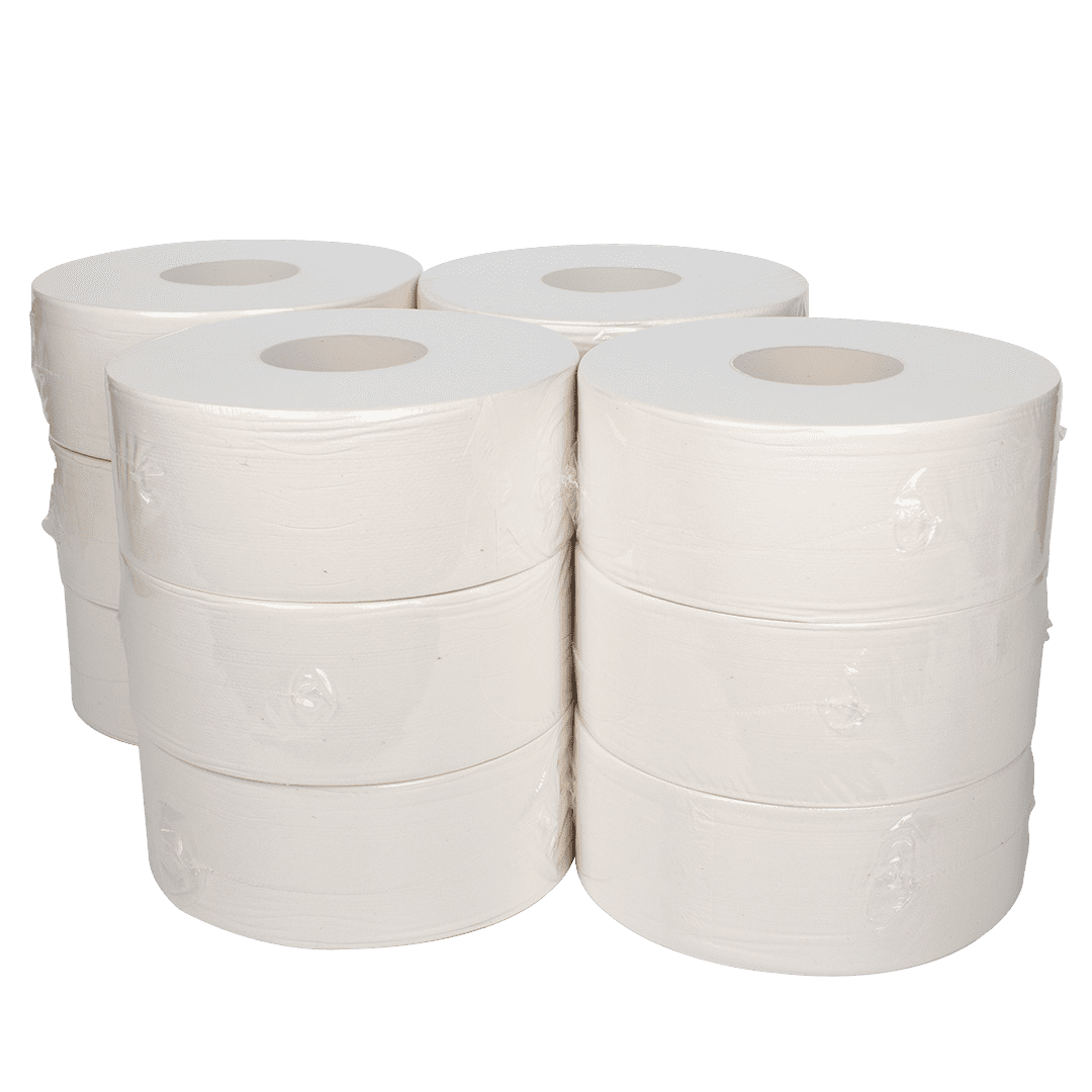 Karat 9 Inch 2 Ply Jumbo Roll Bathroom Toilet Paper - White (12 Pack)