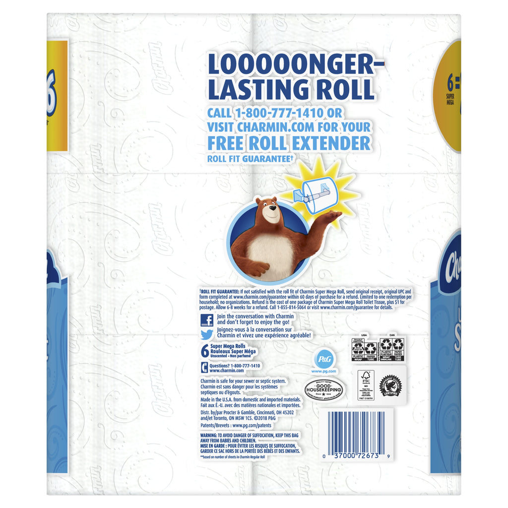 Charmin Ultra Soft Toilet Paper - 6 Super Mega Rolls