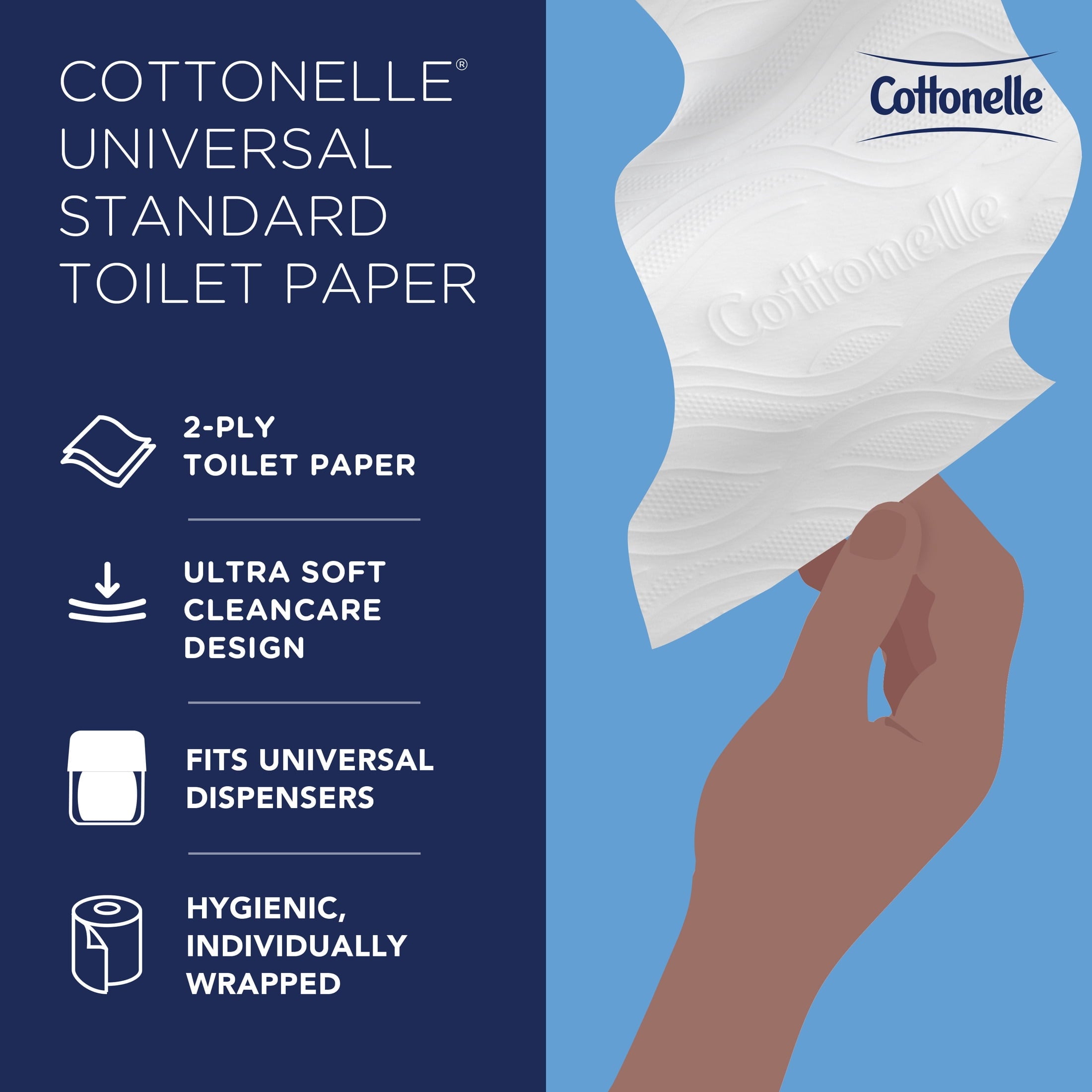 Cottonelle® Professional CleanCare Standard Roll Bulk Toilet Paper (58696) - 2-Ply, White, Individually Wrapped (400 Sheets/Roll, 40 Rolls/Case, 16, 000 Sheets/Case)
