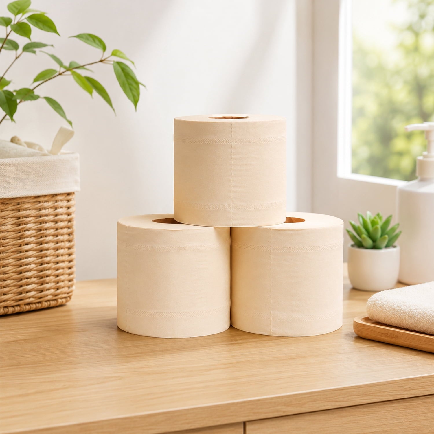 QingYa Premium Bamboo Toilet Paper - 3 Ply Toilets Paper, Unbleached and Absorbent, Bathroom Tissue Rolls, 12 Mega Rolls, 300 Sheets per Roll
