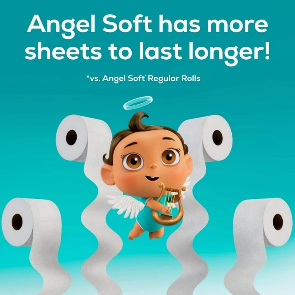 2 pack Angel Soft Household Embossed 2-Ply Pulp Septic Safe Toilet Paper Unscented 9 Count Rolls