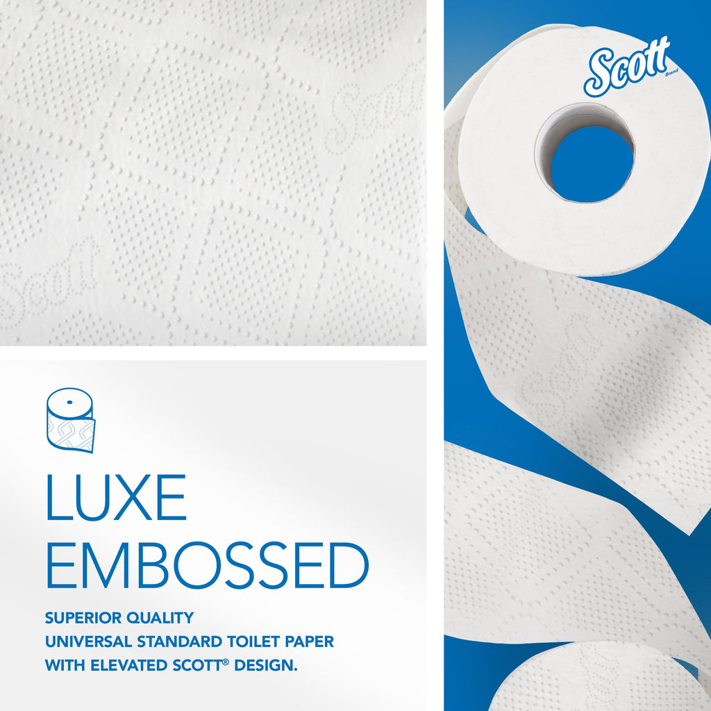 Scott Professional Standard Roll Toilet Paper - Bulk (48040), 2-Ply, Elevated Design, White, Individually Wrapped (40 Rolls of 550 Sheets, 22, 000 Sheet Total)