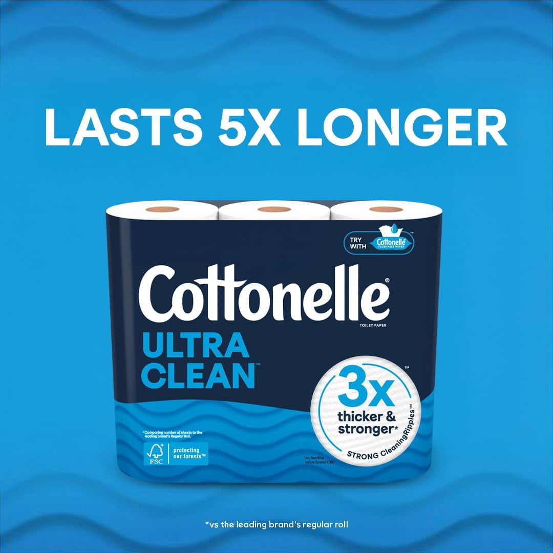 Cottonelle Ultra Clean Toilet Paper - 18 Mega Rolls = 72 Regular Rolls, Packaging May Vary