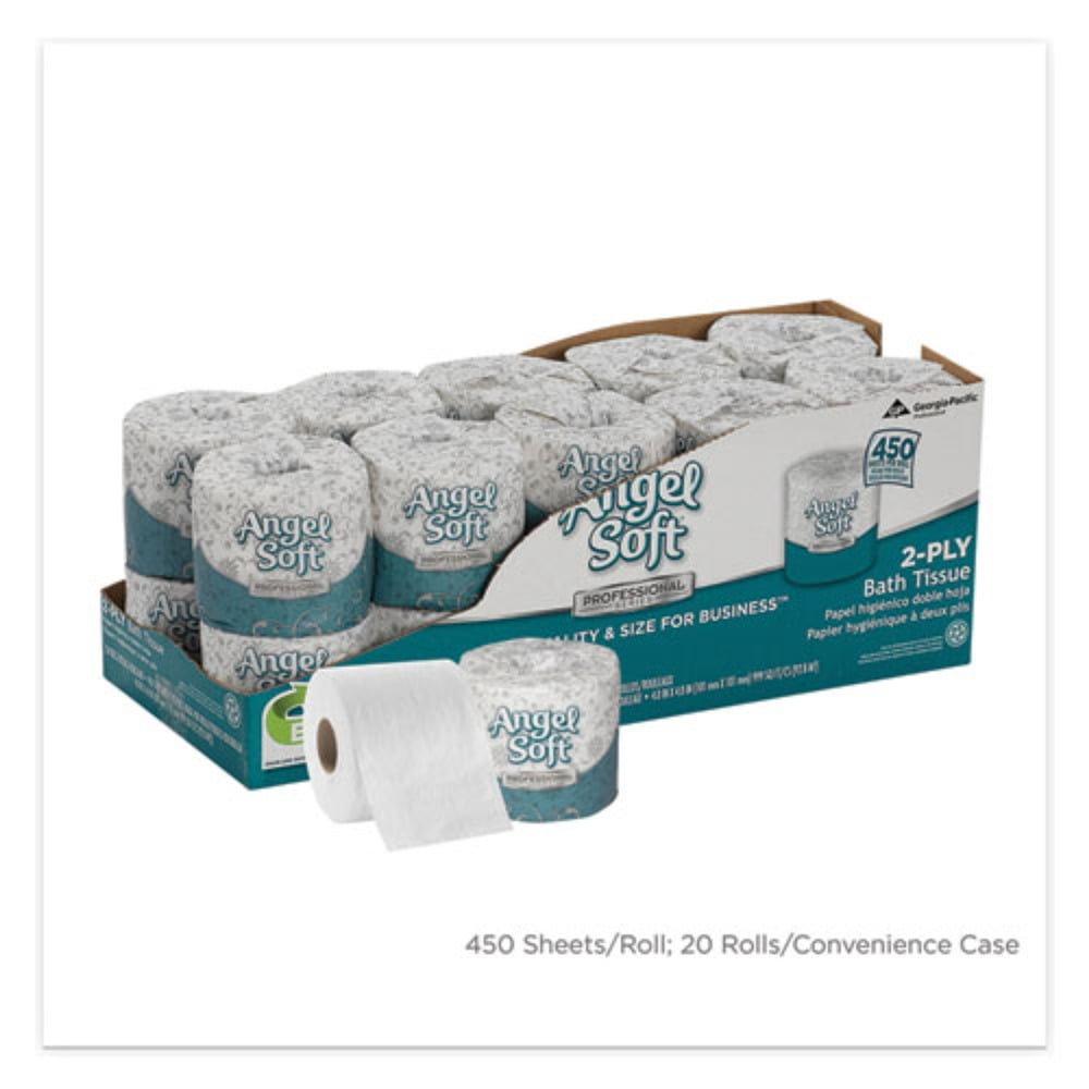 Georgia Pacific 16620 Angel Soft Ps Premium Bathroom Tissue - Septic Safe, 2-ply, White, 450 Sheets/roll, 20 Rolls/carton