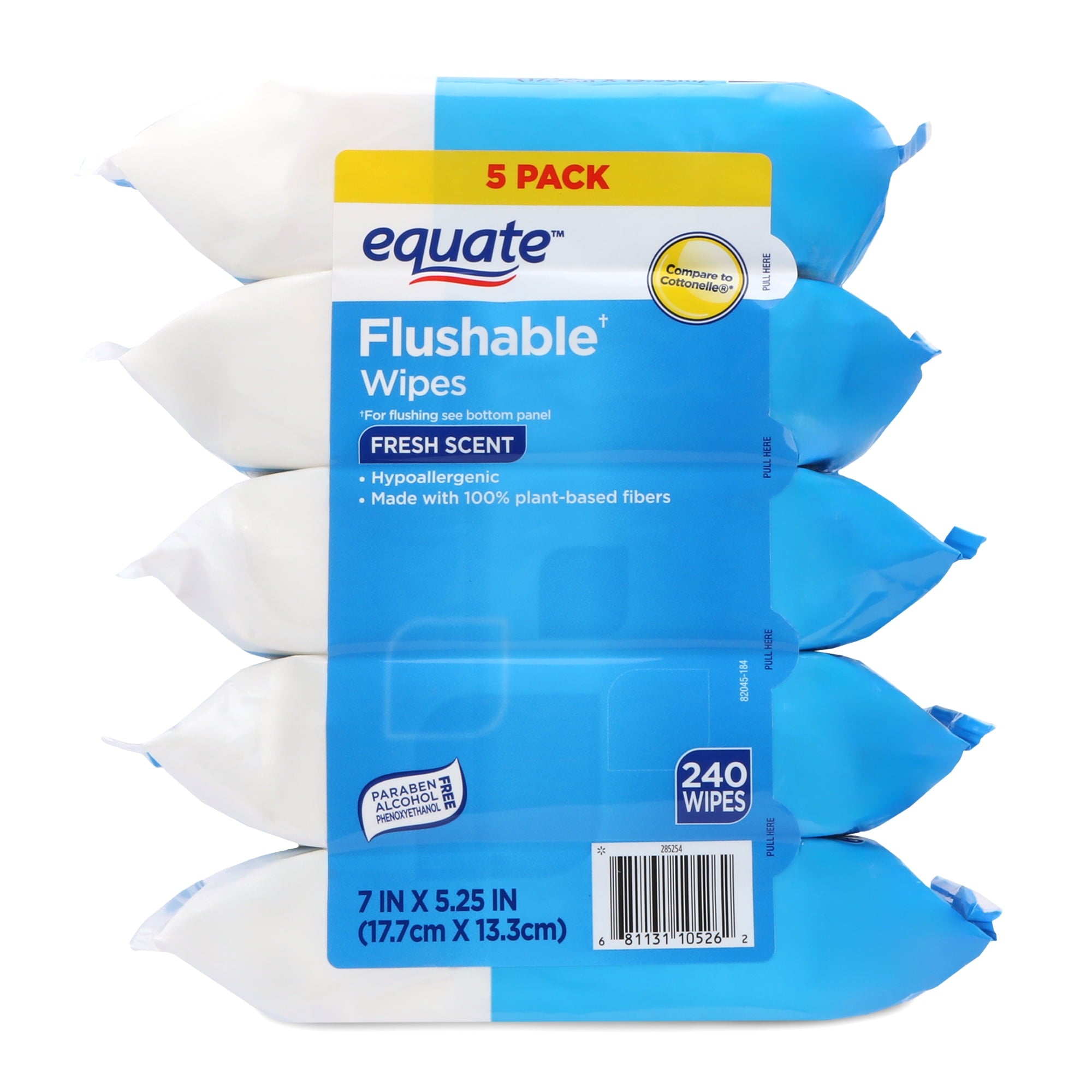 Equate Flushable Wet Wipes - Fresh Scent, 240 Wipes (5 Pack), Compare to Cottonelle® - 4-Pack