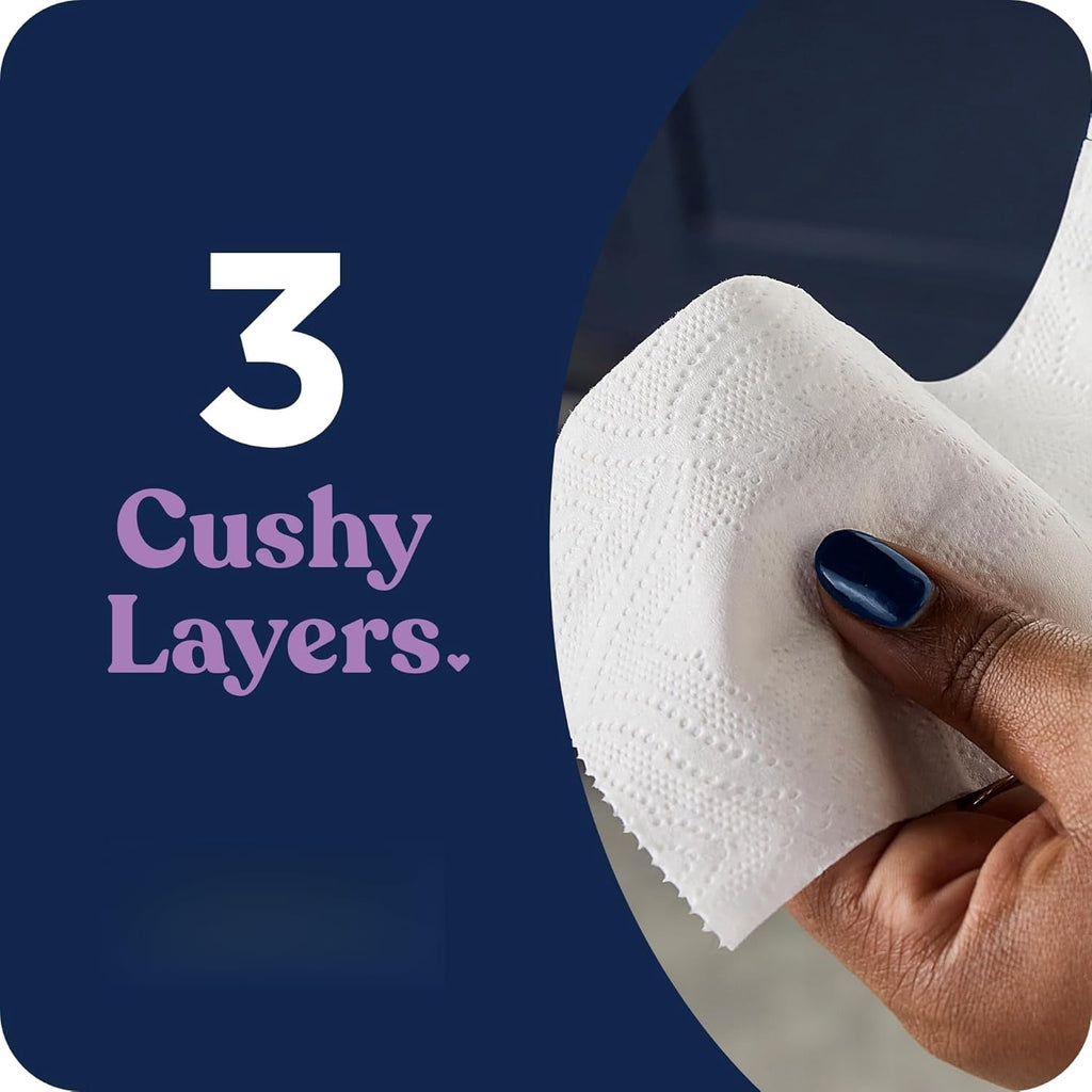 Toilet Tissue - 3-Ply Quilted Ultra Plush, Bulk Mega Rolls, 3X Thicker & Extra Soft, Household Daily Use, 24 Mega Rolls Equals 96 Regular Rolls