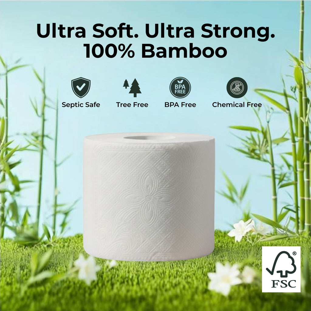SRIAA Premium Organic 100% Bamboo Tree-Free Toilet Paper - 12 Mega Rolls, 3-Ply, 300 Sheets per Roll, Septic Safe, Plastic Free, FSC Certified