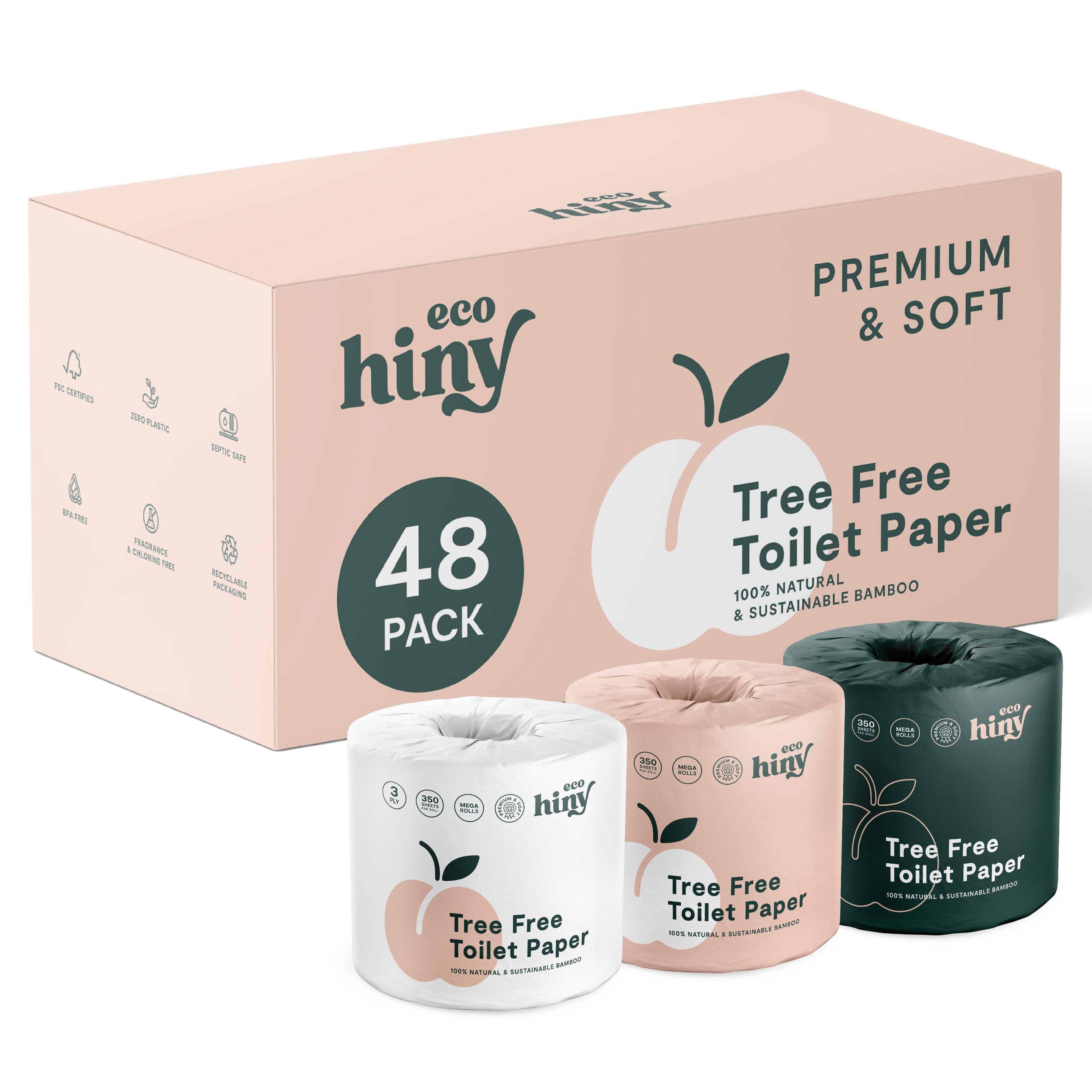 ecoHiny Bamboo Toilet Paper - 12 Mega Rolls, 3-Ply, 350 Sheets per Roll