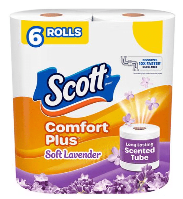 Scott ComfortPlus Soft Lavender Toilet Paper 6 Count