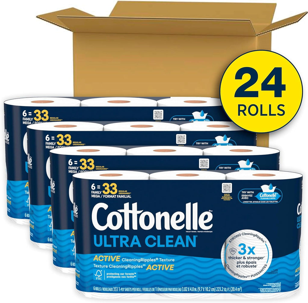 Cottonelle Ultra Clean Toilet Paper - 18 Mega Rolls = 72 Regular Rolls, Packaging May Vary
