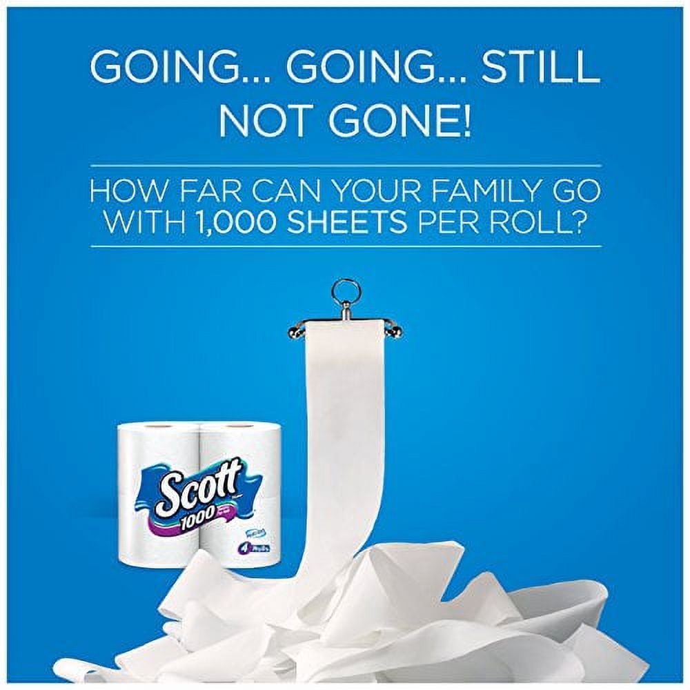 Scott 1000 Toilet Paper - 18 HYZ01 Rolls, Septic-Safe, 1-Ply Toilet Tissue
