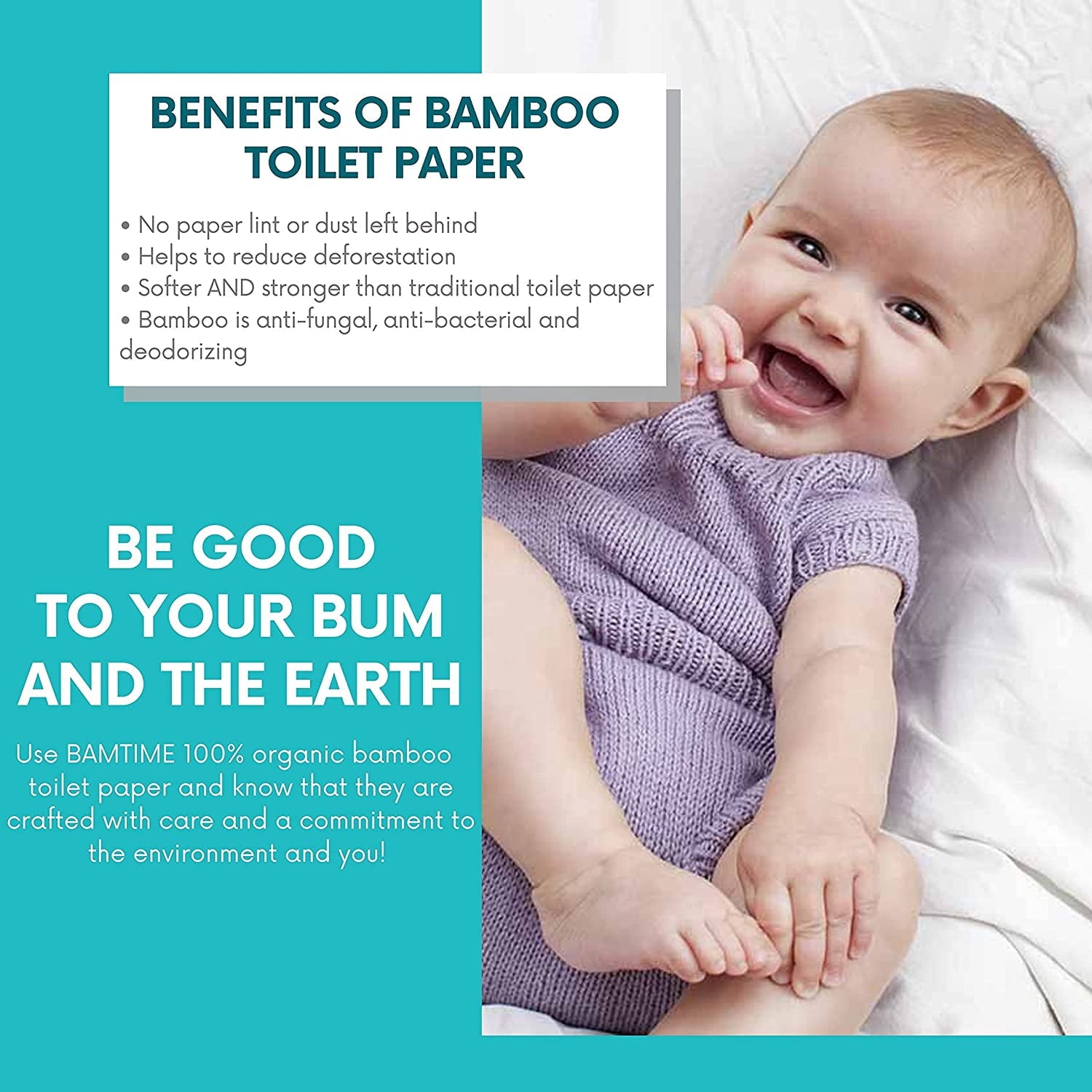 Tree-Free Bamboo Toilet Paper - 24 Rolls, 3-Ply, 300 Sheets per Roll