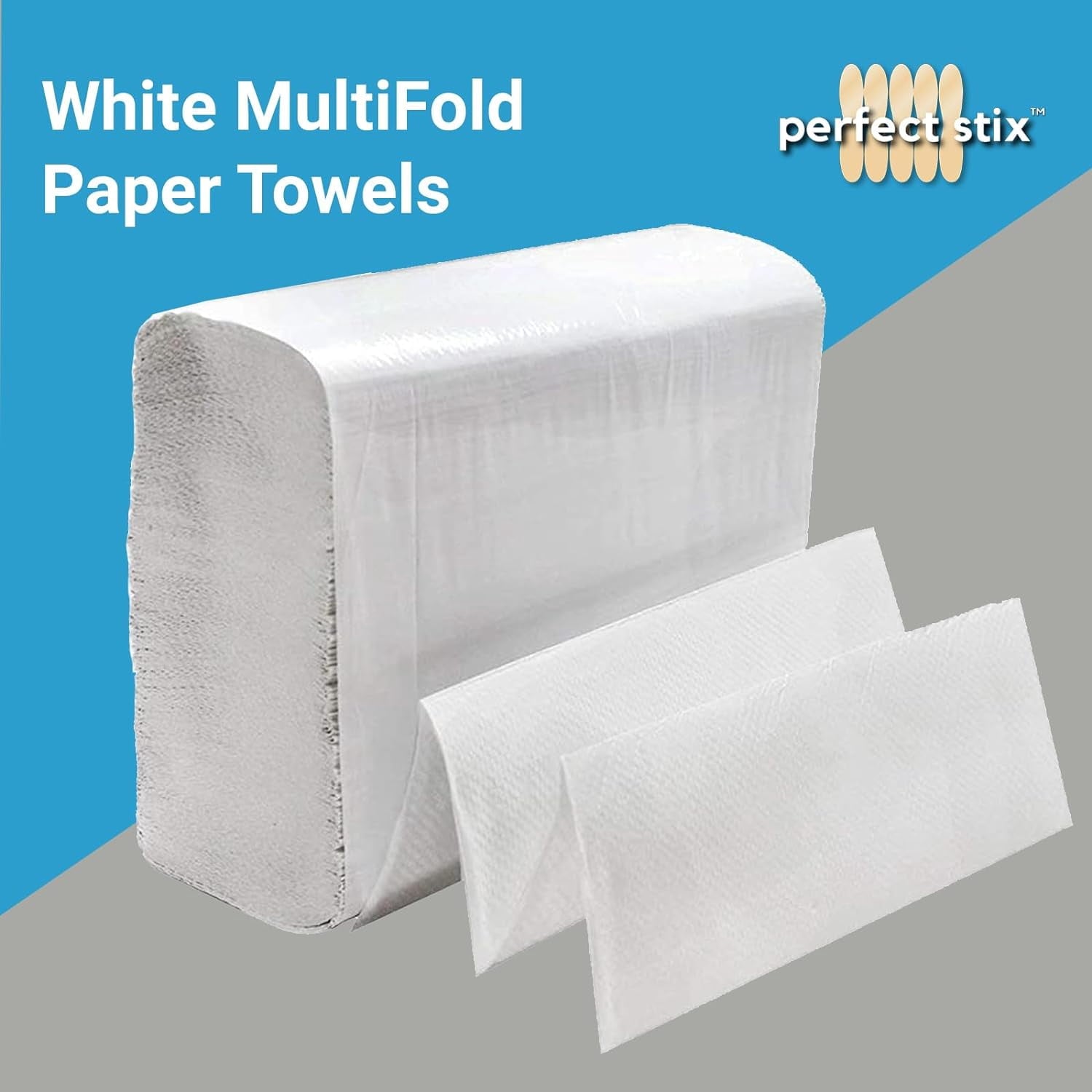 Perfect Stix White MultiFold Paper Towels. Case pack of 2000 count