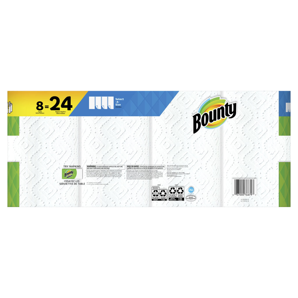 Bounty Select-A-Size Paper Towels - White, 8 Triple Rolls