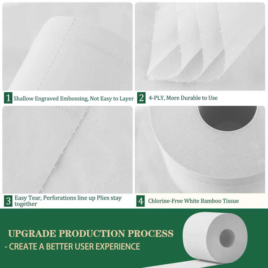 QingYa Bamboo Toilet Paper - 18 Rolls, 4-Ply, 200 Sheets per Roll
