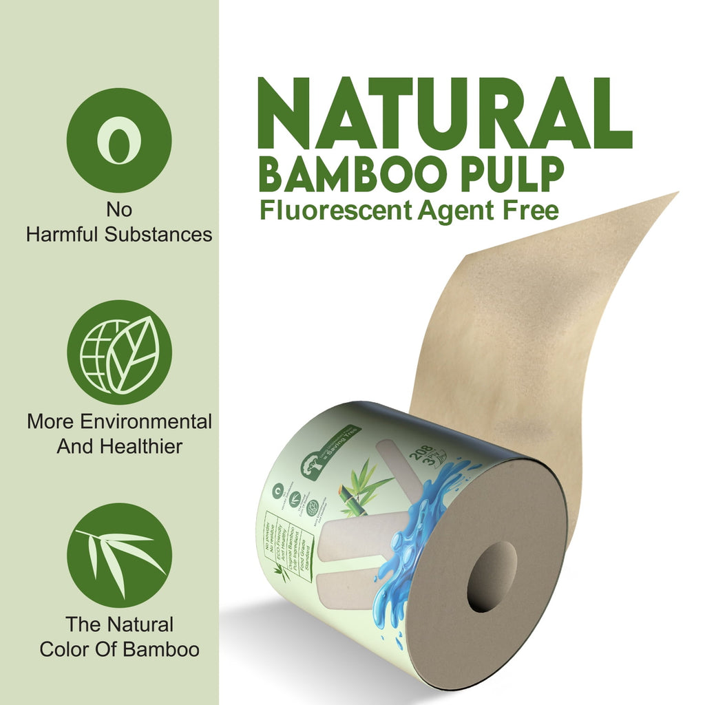 WBM Tree-Free Bamboo Toilet Paper - 20 Rolls, 3-Ply, 4,160 Sheets Total