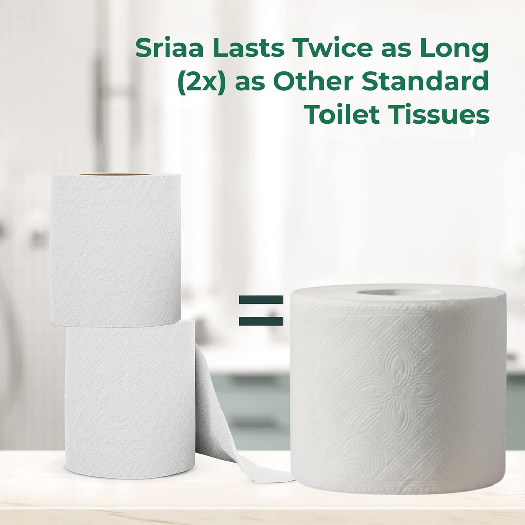 SRIAA Premium Organic 100% Bamboo Tree-Free Toilet Paper - 24 Mega Rolls, 3-Ply, 300 Sheets per Roll, Septic Safe, Plastic Free, FSC Certified