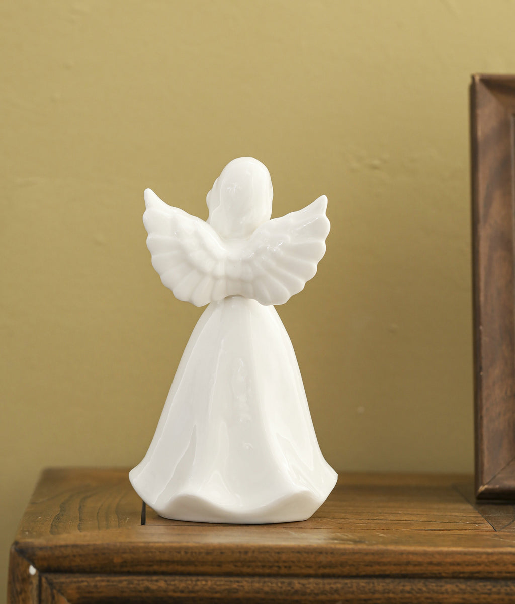 Praying Angel Porcelain Figurine with Light - White 7"H