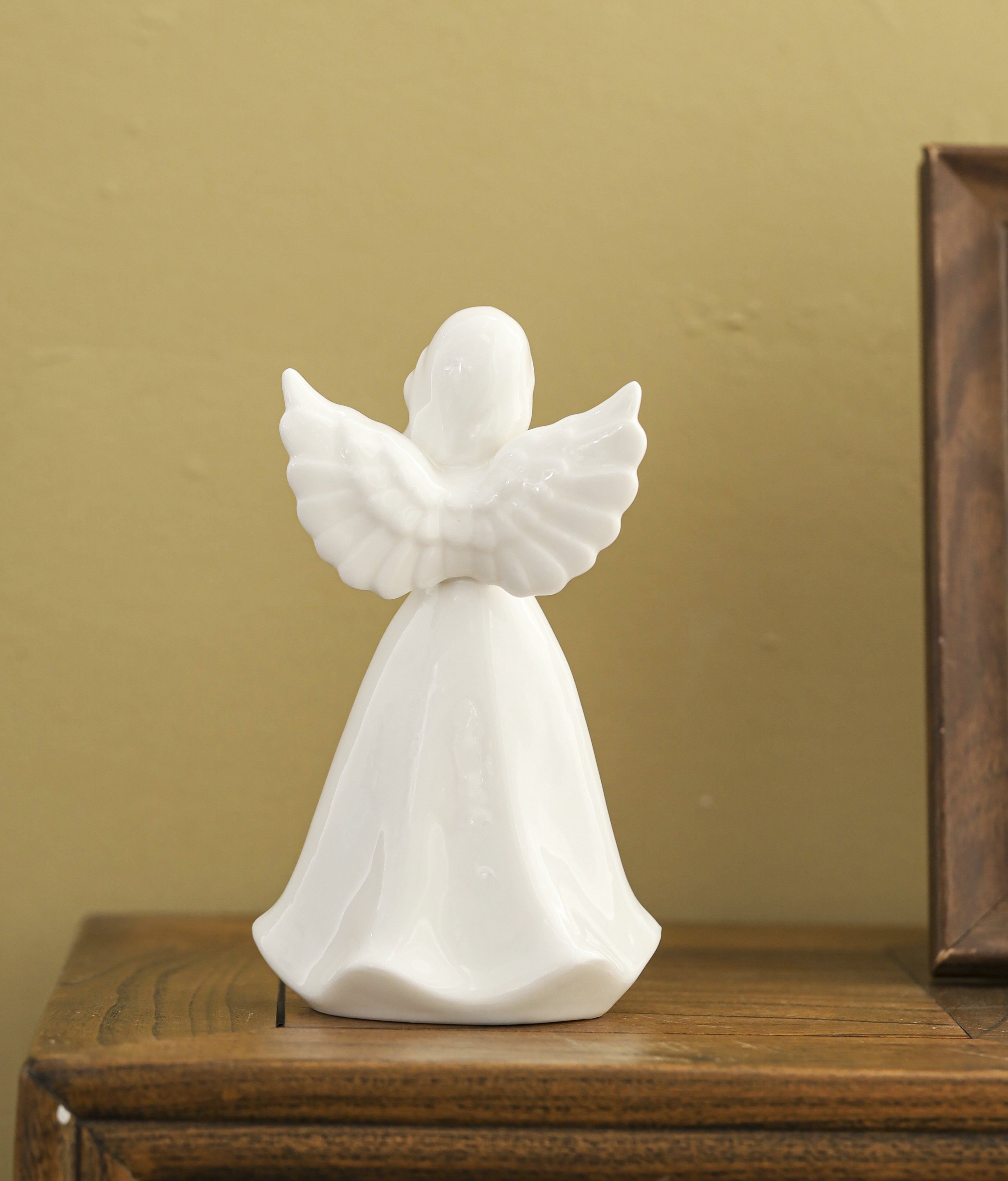 Praying Angel Porcelain Figurine with Light - White 7"H