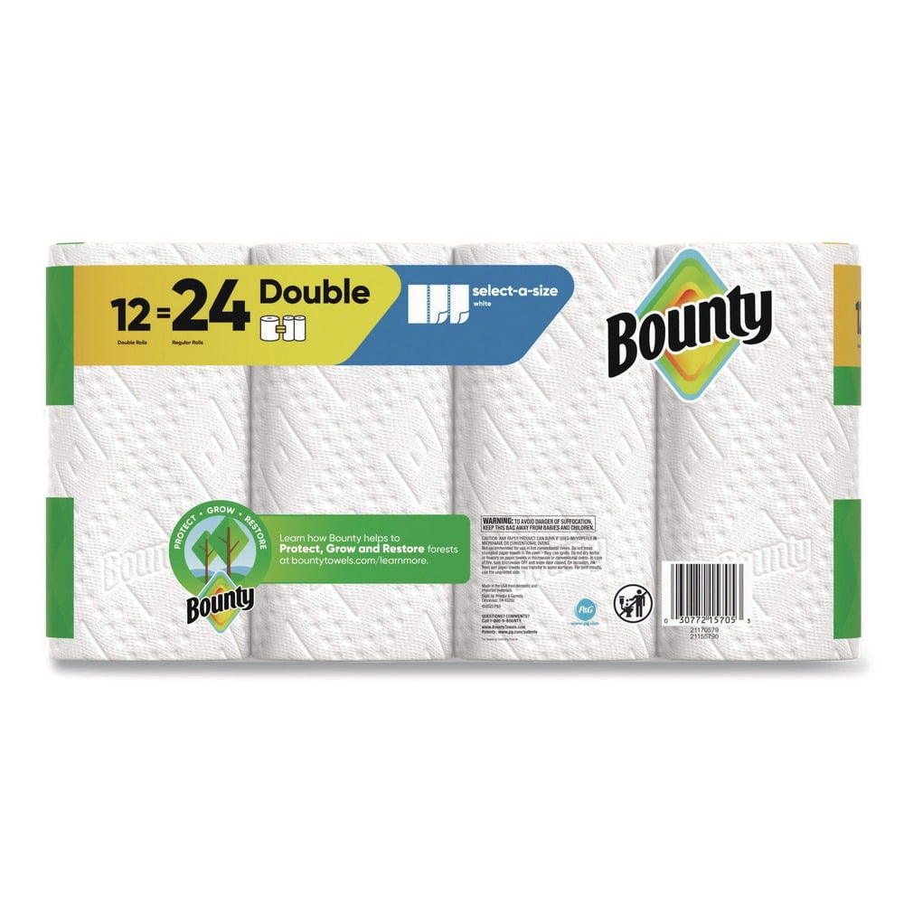 Bounty 08664 2-Ply 5.9 in. x 11 in. Select-a-Size Kitchen Roll Paper Towels - White (12/Carton)