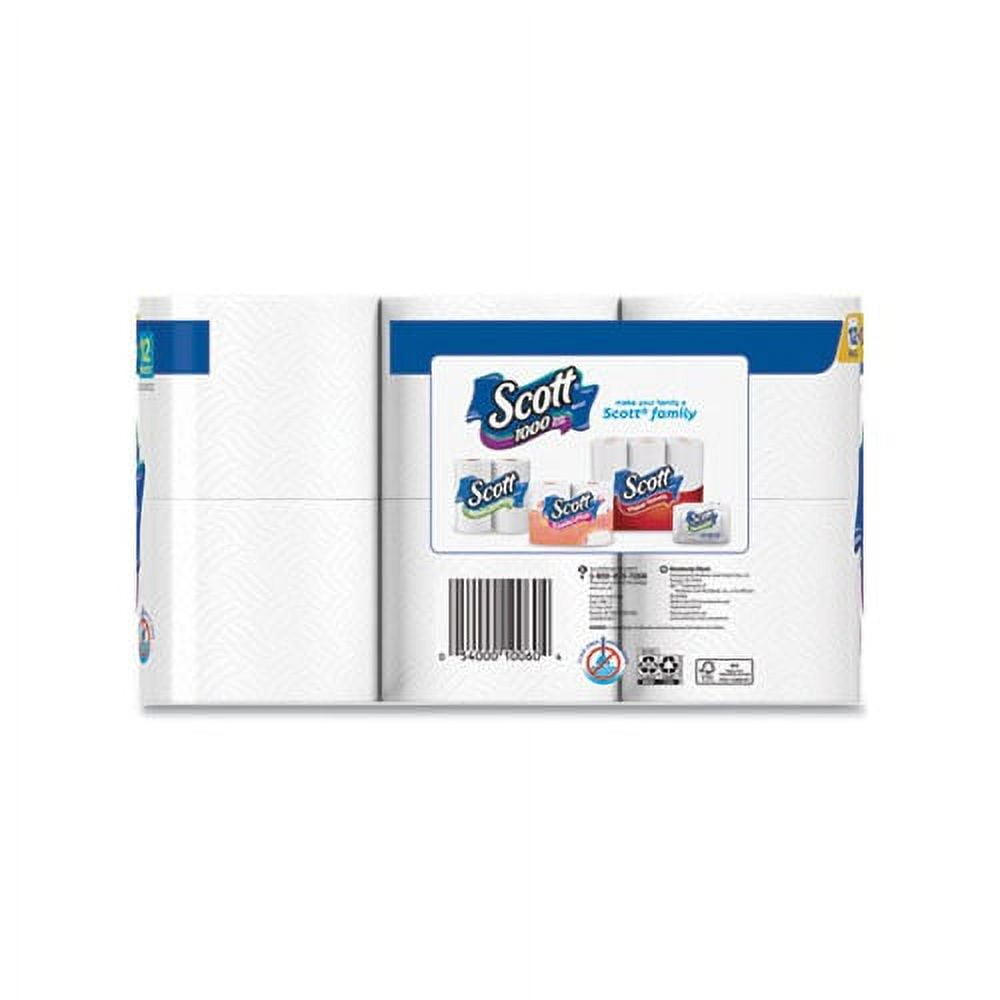 Scott Containers Toilet Paper Septic Safe - 1-Ply, White, 1000 Sheets/Roll, 12 Rolls/Pack, 4 Pack/Carton