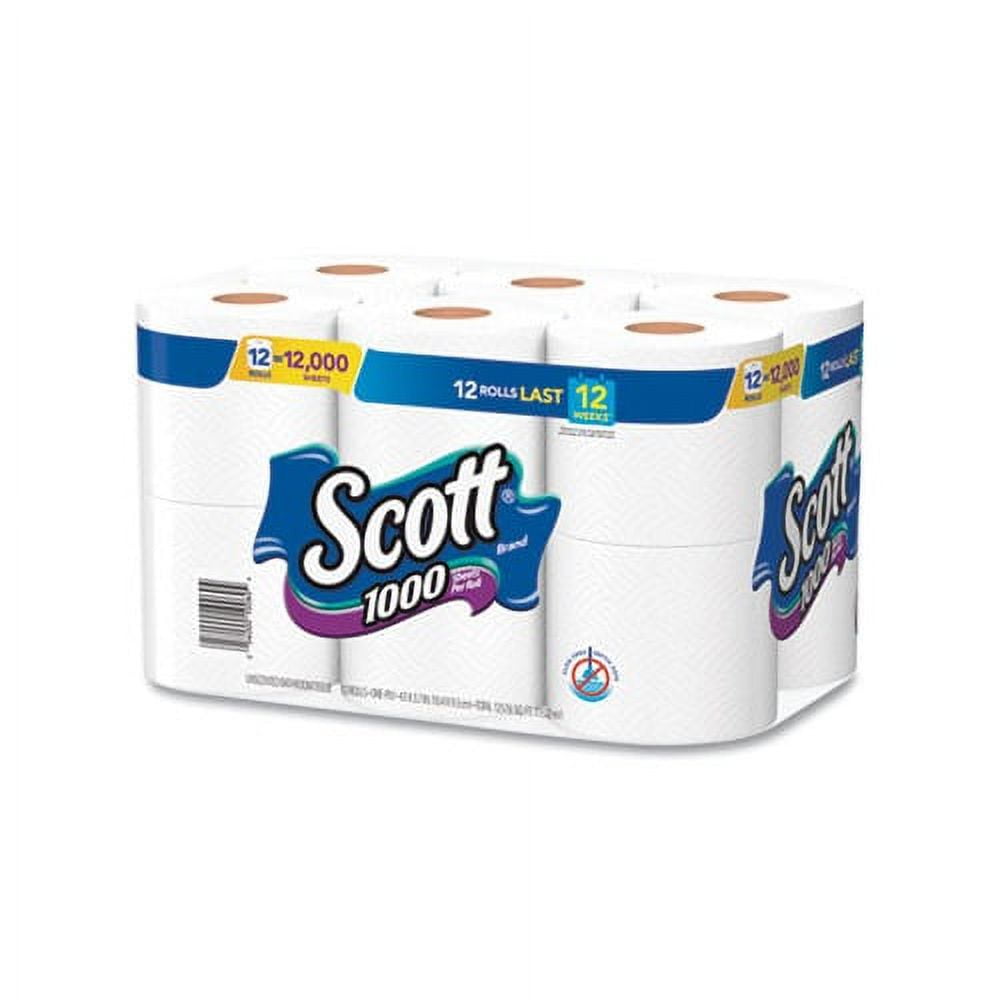 Scott Containers Toilet Paper Septic Safe - 1-Ply, White, 1000 Sheets/Roll, 12 Rolls/Pack, 4 Pack/Carton