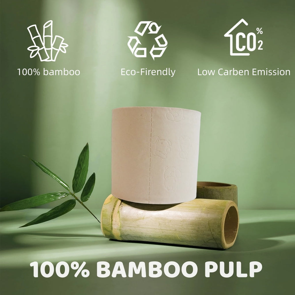 QingYa Premium Bamboo Toilet Paper - 3 Ply Toilets Paper, Unbleached and Absorbent, Bathroom Tissue Rolls, 12 Mega Rolls, 300 Sheets per Roll