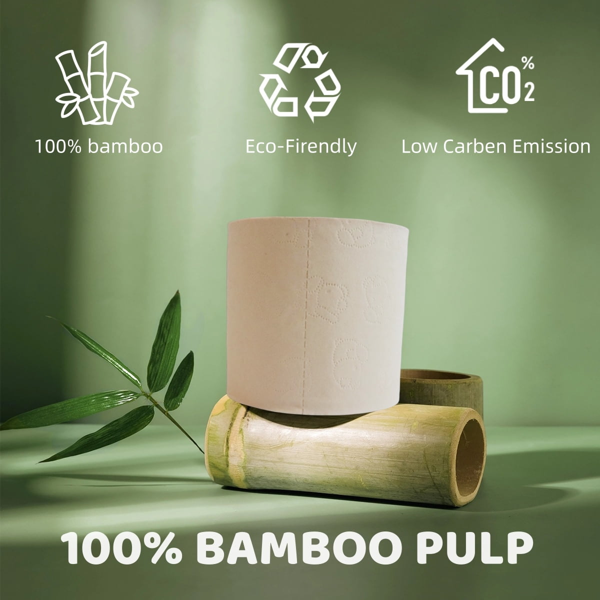 QingYa Bamboo 4-Ply Toilets Paper - Ultra Strong Toilets Tissues, 18 Mega Roll, 245 Sheets per Roll