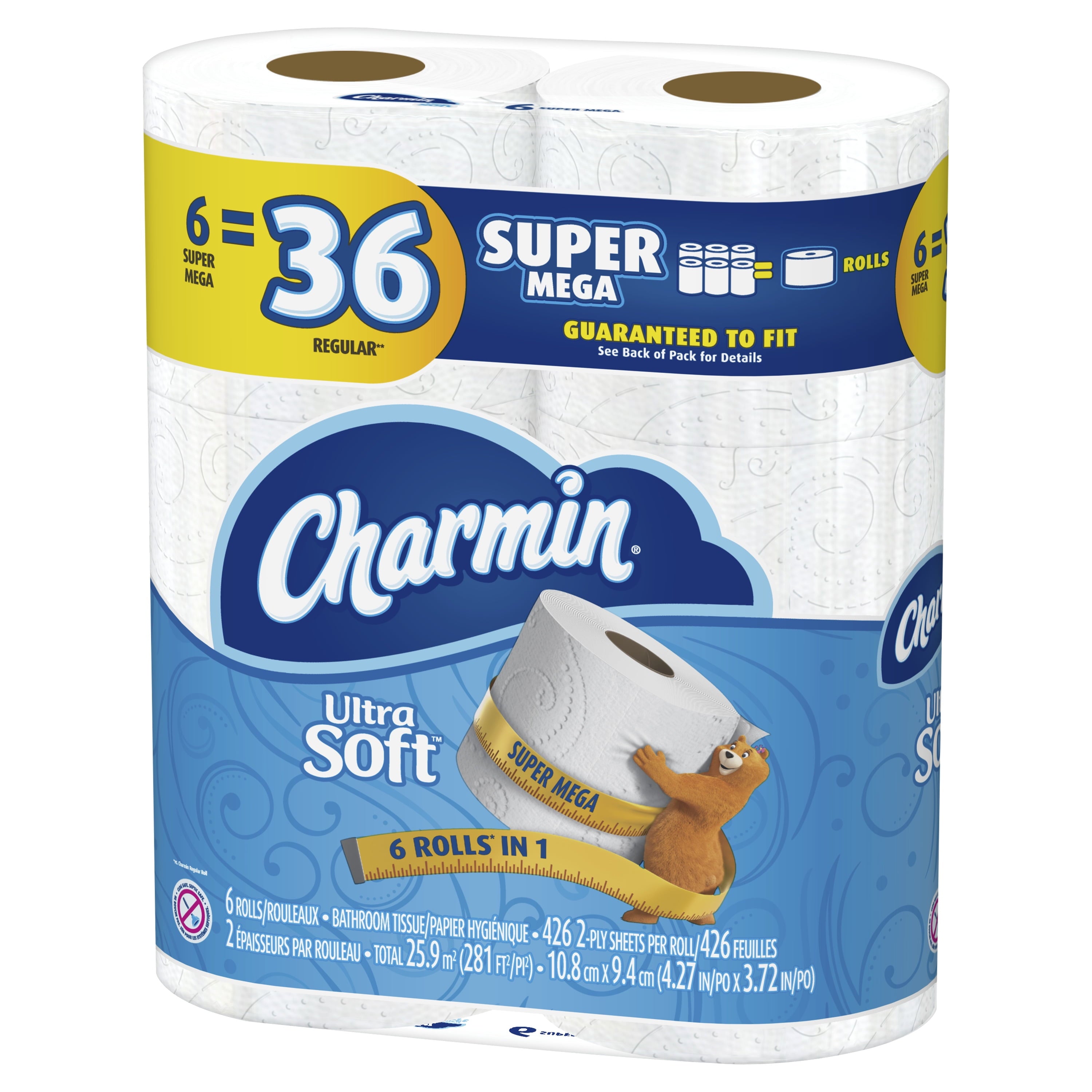 Charmin Ultra Soft Toilet Paper - 6 Super Mega Rolls