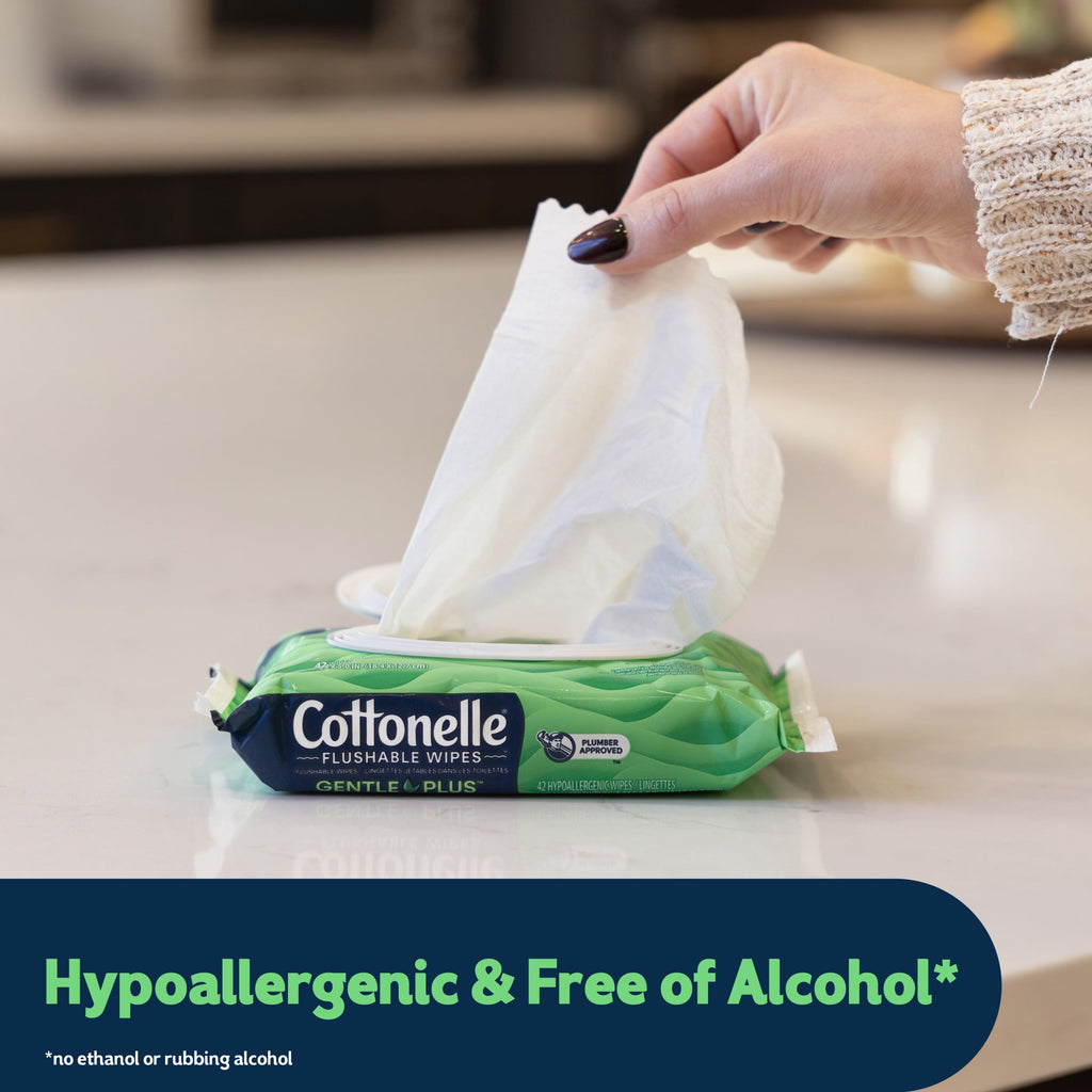 Cottonelle Gentle Plus Flushable Wet Wipes - 4 Flip-Top Packs