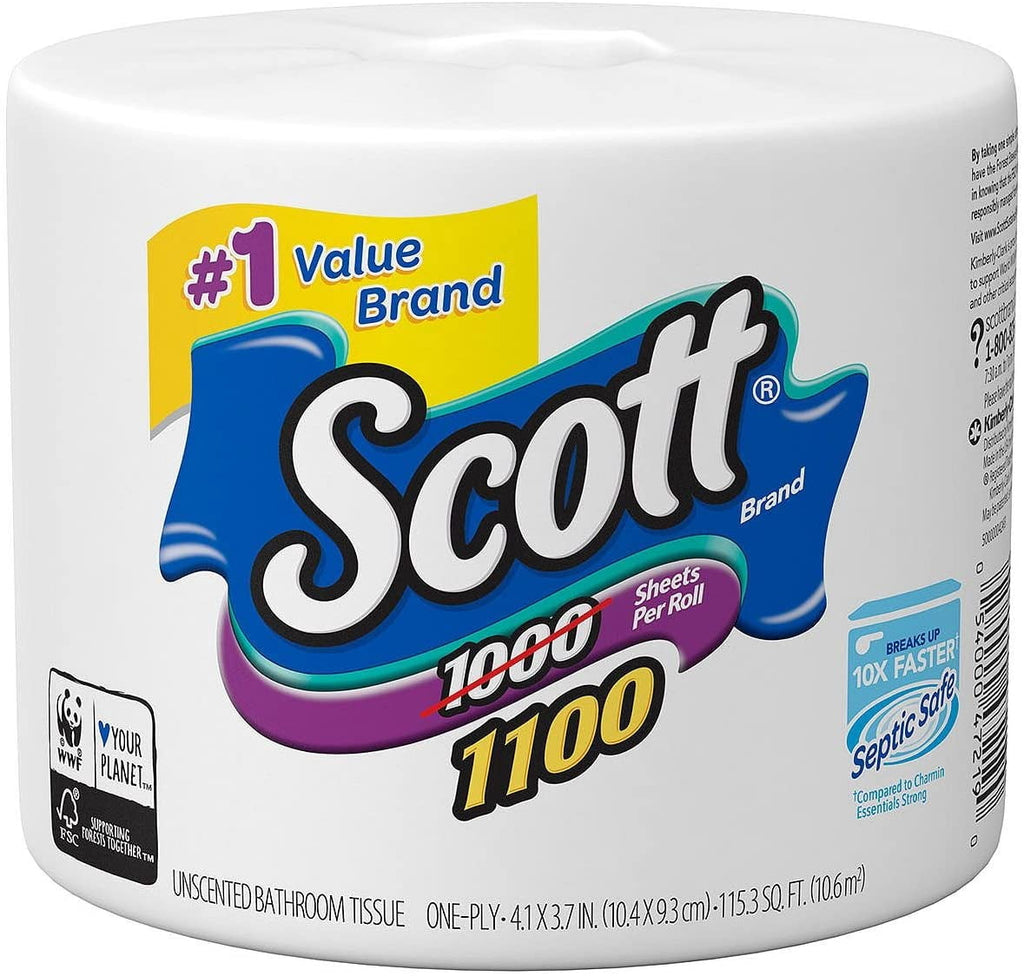 Scott 1100 Unscented Bath Tissue - 1-ply (36 Rolls)