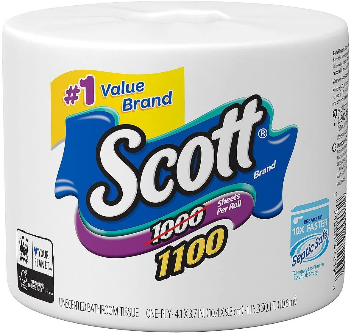 Scott 1100 Unscented Bath Tissue - 1-ply (36 Rolls)