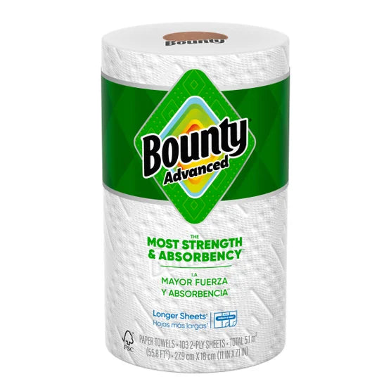 Bounty Advanced Paper Towels - 2-Ply, 103 Sheets per Roll, 12-Count Pack